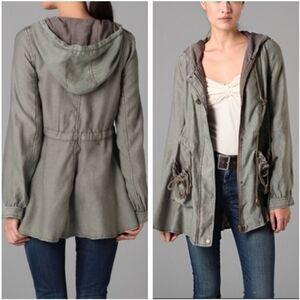 Free People Lightweight Mid Thigh Length Anorak Jacket Hoodie‎ XS Olive Green
